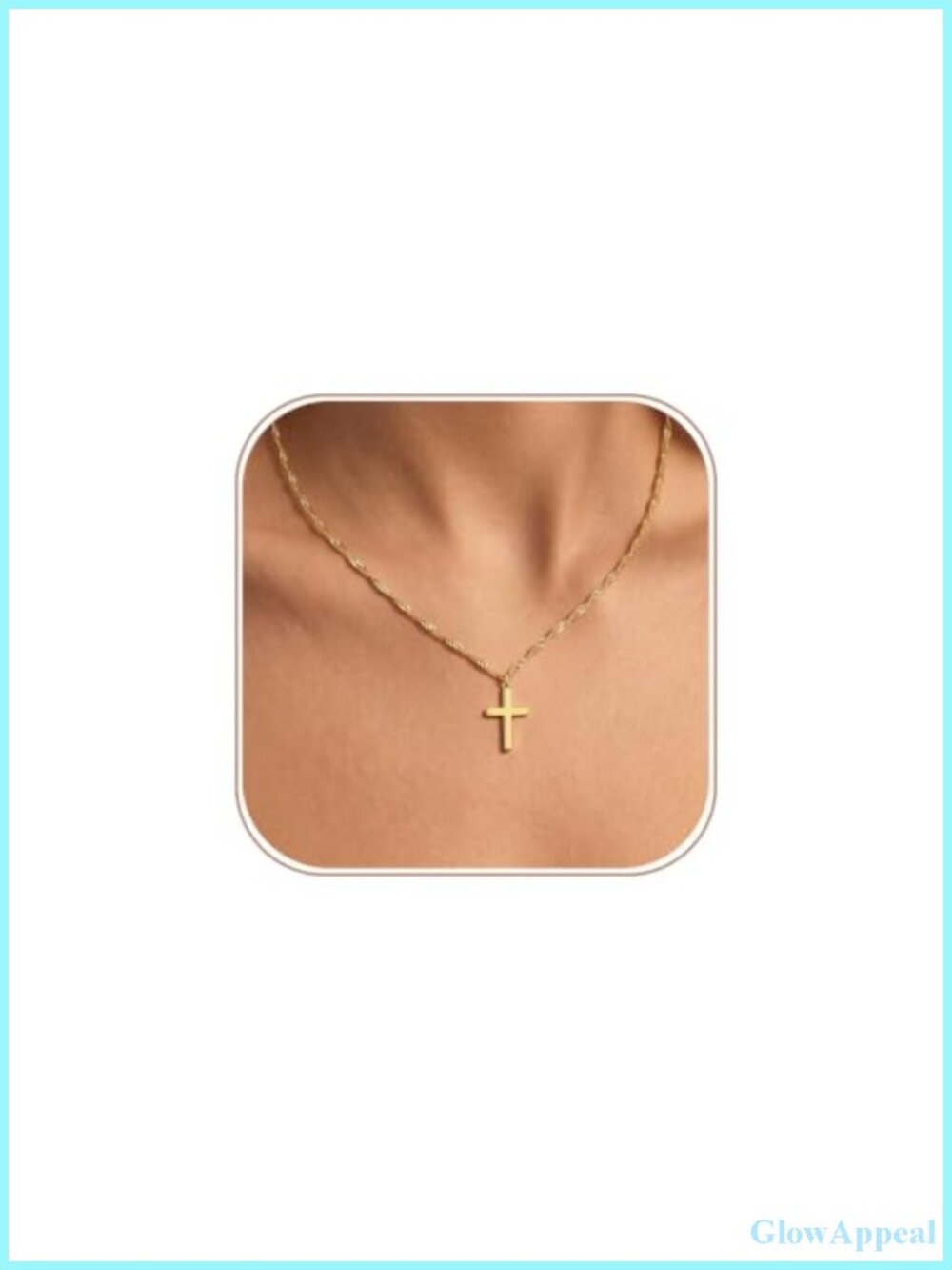 Dainty 14K Gold Plated Cross Pendant Necklace for Women